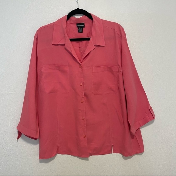 Notations Woman silk pink Button-Up Top size 2X drapey cutout thin flowy spring - Picture 1 of 8